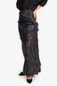 Dries Van Noten Black Nylon Draped Maxi Skirt Size 36