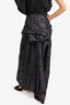 Dries Van Noten Black Nylon Draped Maxi Skirt Size 36