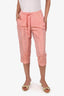Blumarine Pink Silk Belted Capri Pants Size 34