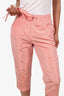 Blumarine Pink Silk Belted Capri Pants Size 34