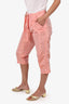 Blumarine Pink Silk Belted Capri Pants Size 34
