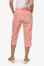 Blumarine Pink Silk Belted Capri Pants Size 34