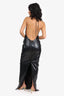 Ronny Kobo Black Danz Vegan Leather Rosette Long Halter Dress Size S