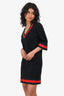 Gucci Black Stretch Viscose Web V-Neck Short Sleeve Mini Dress Size S