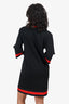 Gucci Black Stretch Viscose Web V-Neck Short Sleeve Mini Dress Size S