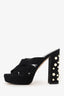 Stuart Weitzman Black Suede Pearl Embellished Sandals Size 7