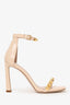 Stuart Weitzmann Pink Leather Smart Stud Embellished Ankle Strap Sandals Size 6.5