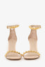 Stuart Weitzmann Pink Leather Smart Stud Embellished Ankle Strap Sandals Size 6.5