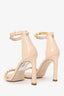 Stuart Weitzmann Pink Leather Smart Stud Embellished Ankle Strap Sandals Size 6.5