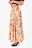 Lafayette 148 Pink/Black Silk Spotted Maxi Skirt