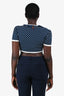 Miu Miu 2020 Navy/White Polka Dot Crop Short Sleeve Top Size M