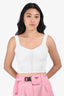 Sandro White Ribbed Star Crop Tank Size 1