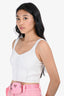 Sandro White Ribbed Star Crop Tank Size 1
