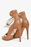 Aquazzura Nude Leather Lace-Up Heels Size 40