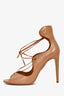 Aquazzura Nude Leather Lace-Up Heels Size 40