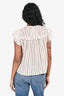 Ulla Johnson Cream/Brown/Blue Metallic Striped Top Size XS