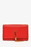 Saint Laurent Red Leather Medium Kate Tassel Bag on Chain