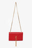 Saint Laurent Red Leather Medium Kate Tassel Bag on Chain