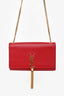 Saint Laurent Red Leather Medium Kate Tassel Bag on Chain