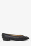 Pre-Loved Chanel™ Black Leather Cap Toe CC Ballet Flats Size 40