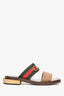 Gucci Brown/Green/Red Suede Leather/Canvas Horsebit Sandals Size 37