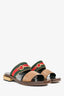 Gucci Brown/Green/Red Suede Leather/Canvas Horsebit Sandals Size 37