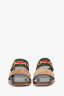 Gucci Brown/Green/Red Suede Leather/Canvas Horsebit Sandals Size 37