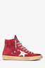 Golden Goose Burgundy Suede Leather Francy Mid Top Sneakers Size 41