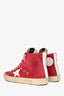 Golden Goose Burgundy Suede Leather Francy Mid Top Sneakers Size 41