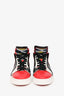 Christian Louboutin Red/Black Leather Patchwork Louis Sneakers Size 41.5