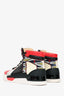 Christian Louboutin Red/Black Leather Patchwork Louis Sneakers Size 41.5