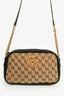 Gucci Brown GG Monogram/Black Leather Small Marmont Crossbody Bag