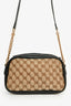 Gucci Brown GG Monogram/Black Leather Small Marmont Crossbody Bag