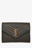 Saint Laurent Black Leather Chevron Cassandre Pouch