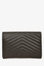 Saint Laurent Black Leather Chevron Cassandre Pouch