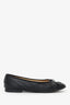 Pre-Loved Chanel™ Black Lambskin Cap Toe CC Flat Size 37