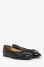 Pre-Loved Chanel™ Black Lambskin Cap Toe CC Flat Size 37