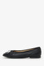 Pre-Loved Chanel™ Black Lambskin Cap Toe CC Flat Size 37