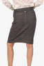 Pre-Loved Chanel™ 05A Grey Denim Quilted Coco Button Midi Skirt Size 36