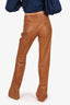 Christian Dior Brown Goat Leather Jacquard Straight Leg Pants Size 8