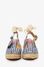 Christian Louboutin Blue/White Gingham Espadrille Wedge Sandals Size 39