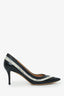 Salvatore Ferragamo Black/White Textured Leather Pointed Toe Pumps Size 8.5