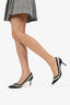 Salvatore Ferragamo Black/White Textured Leather Pointed Toe Pumps Size 8.5