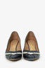 Salvatore Ferragamo Black/White Textured Leather Pointed Toe Pumps Size 8.5
