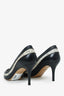 Salvatore Ferragamo Black/White Textured Leather Pointed Toe Pumps Size 8.5