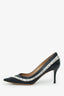 Salvatore Ferragamo Black/White Textured Leather Pointed Toe Pumps Size 8.5