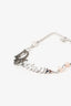 Christian Dior Silver Tone Pearl Logo Bracelet