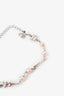 Christian Dior Silver Tone Pearl Logo Bracelet