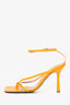 Bottega Veneta Orange Leather Heeled Sandals Size 38