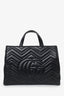 Gucci Black Leather Matelasse Marmont Top Handle Bag With Strap